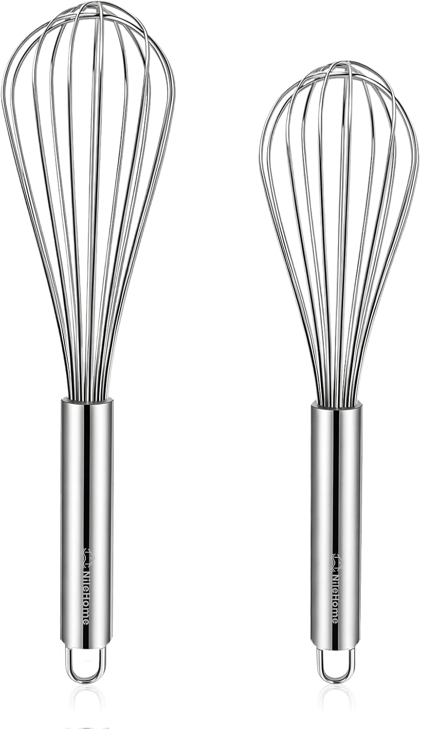 NileHome 3-Pack Stainless Steel Whisk Set, Kitchen Utensils for Cooking