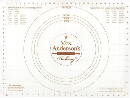 Mrs. Anderson’s Baking Non-Stick Pastry Cloth Frame and Rolling Pin Cover Set, Collapsible with Printed Measurement Guides, 20-Inches x 20-Inches