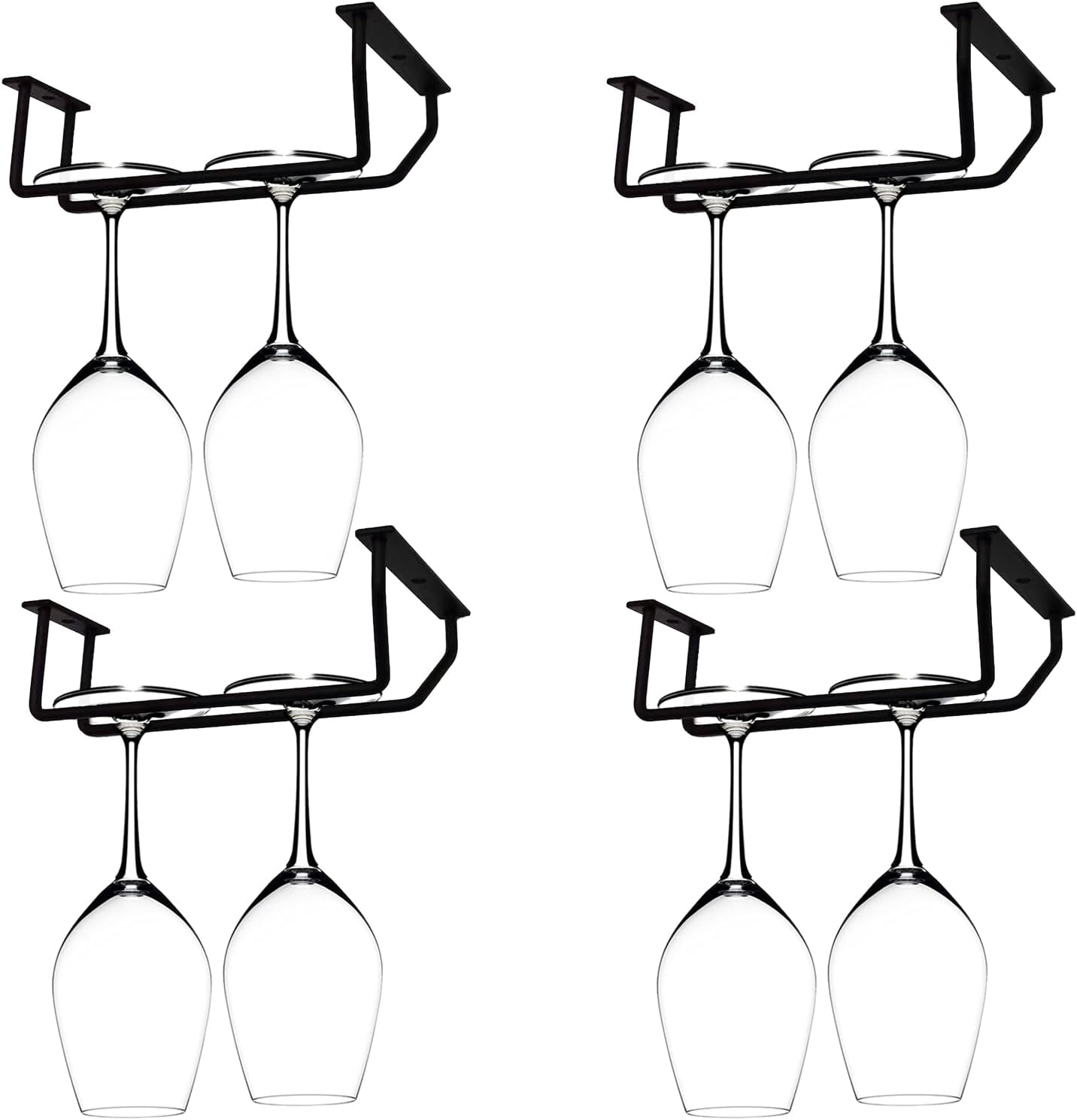 14-Inch Gold Wine Glass Rack, Under Cabinet Wine Glass Holder Stainless Steel Stemware Rack - Hanging Stemware Holder for Cabinet Kitchen Bar, Set of 2