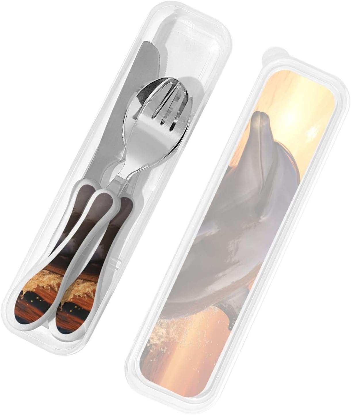 3-Piece Kids Silverware Set With Storage Case, Stainless Steel Reusable Children Safe Knife Spoon Fork Set Black And White Grid Children Flatware Set For Kids Lunch Box