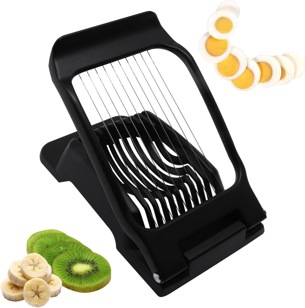 Egg Slicer for Hard Boiled Eggs, Food Slicer with 14 Stainless Steel Wires, Heavy Duty Hard Boiled Egg Cutter, Spam Slicer for Soft Fruit Strawberry Luncheon Meat Home Use (1Pcs, Yellow)