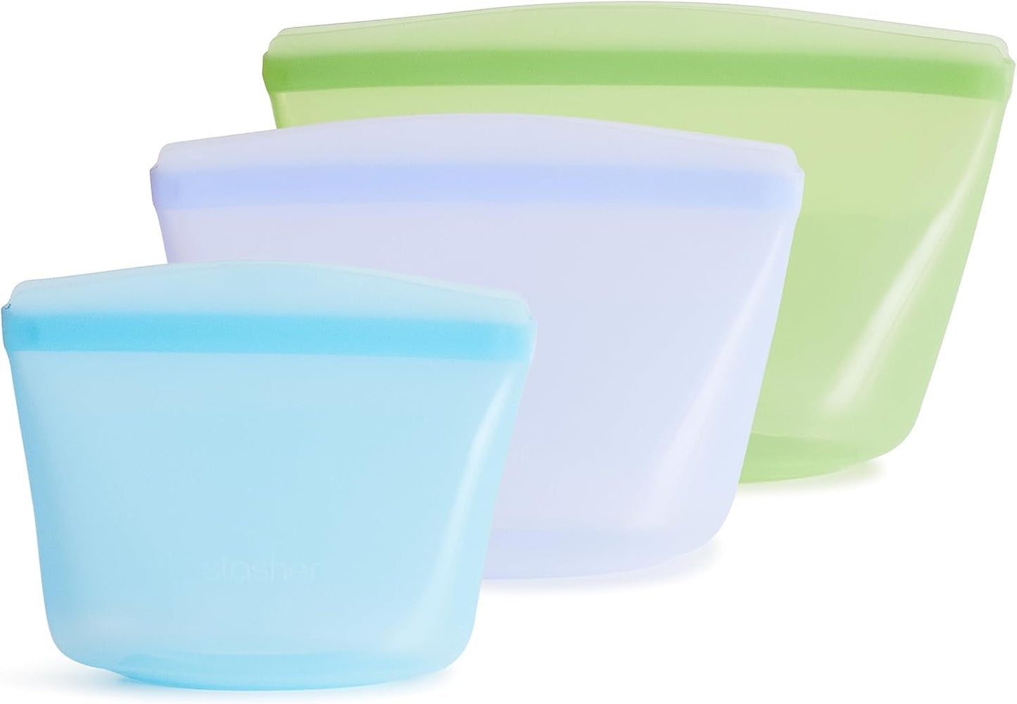 Stasher Silicone Reusable Food Storage Bags, 2-Pack Bowls, Reusable Freezer Bags, Microwave, Dishwasher, Oven Safe, Sous Vide, Lunch Containers, Eco Friendly, Food-safe Silicone Snack Bag, Clear | Reusable Food Bags