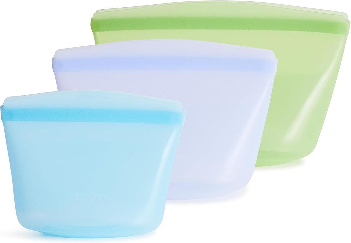 Stasher Premium Reusable Silicone Food Storage Bags, 2-Pack, Clear