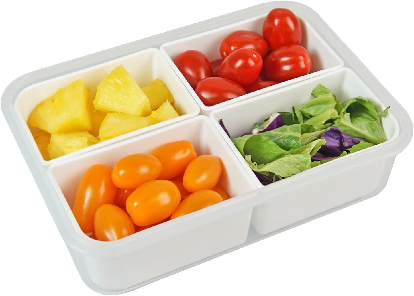 carrotez Food Storage Containers with 3 Removable Compartments, Food Prep Container with Airtight Lids, Portion Control Container, Microwave Safe, Reusable, 4.64 Cup (1100ml)