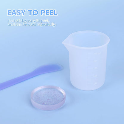 KISREL Silicone Measuring Cups for Resin, Resin Supplies with 600&100ml Cups, Resin Mixing Cups, Silicone Stir Sticks, Epoxy Mixing Cup