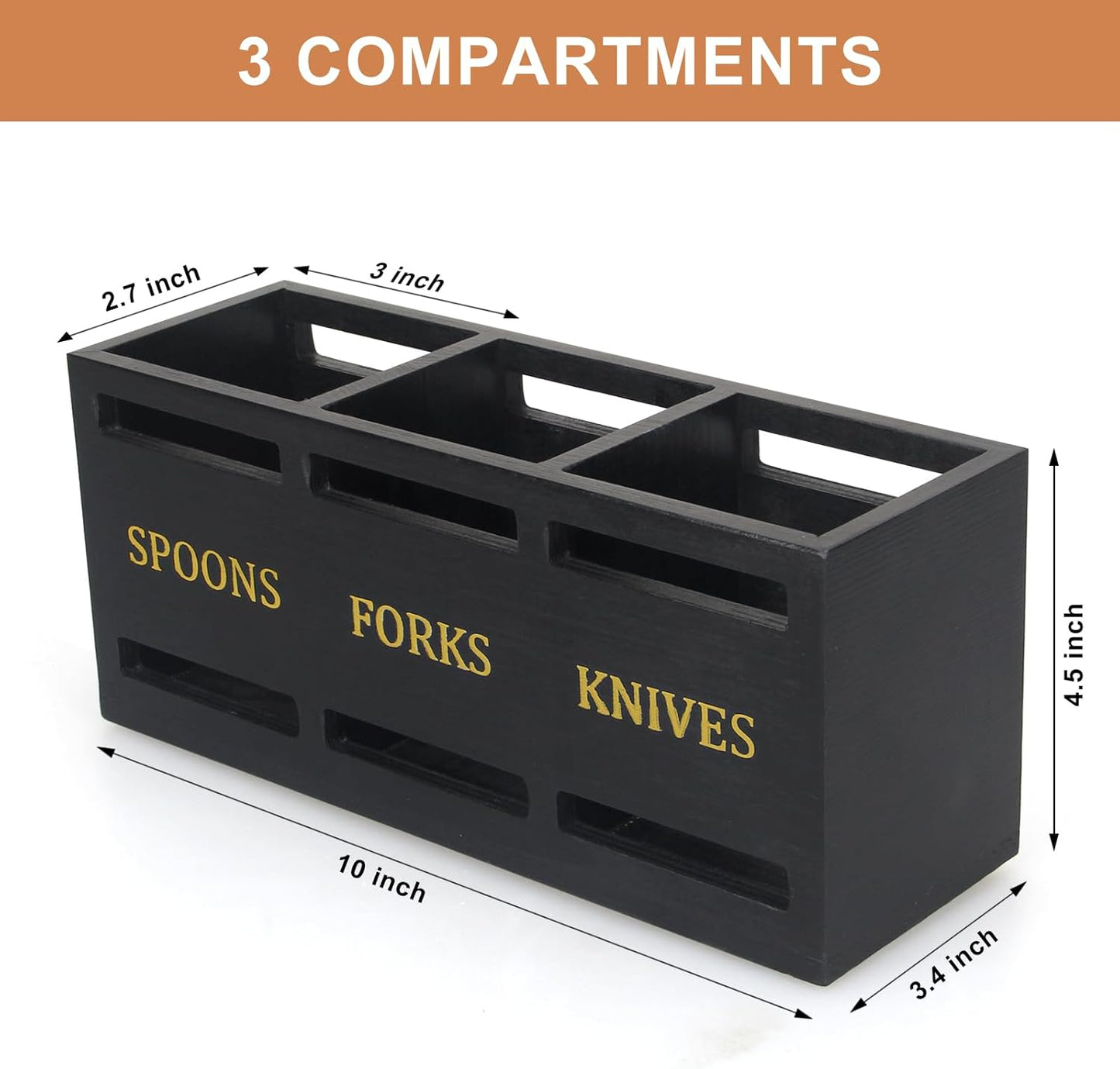 Wooden Silverware Cutlery Holder White Flatware Caddy Small Kitchen Utensil Holders for Party Wood Silverware Organizer Storage for Table Countertop Spoon and Fork Holder Utensils Caddy Basket