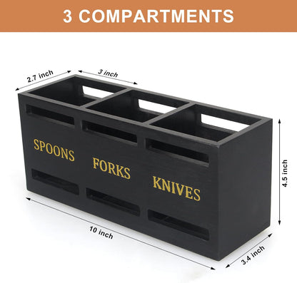 Wooden Silverware Cutlery Holder White Flatware Caddy Small Kitchen Utensil Holders for Party Wood Silverware Organizer Storage for Table Countertop Spoon and Fork Holder Utensils Caddy Basket