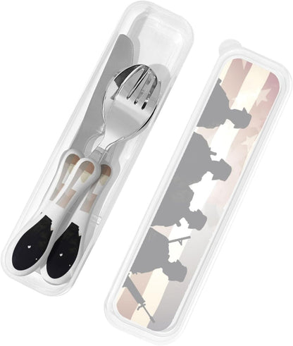 3-Piece Kids Silverware Set With Storage Case, Stainless Steel Reusable Children Safe Knife Spoon Fork Set Ocean Sea Animal Shark Children Flatware Set For Kids Lunch Box
