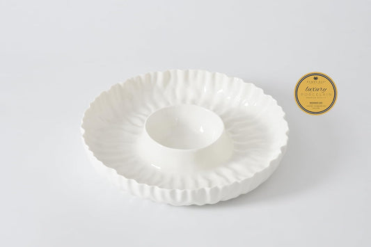 Pampa Bay Mascali Bianca Chip & Dip, 13"" D x 2"" tall, Small, White