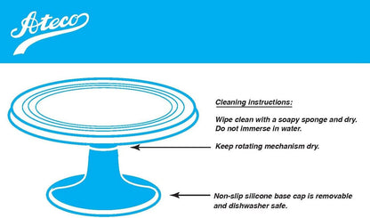 Ateco Revolving Cake Decorating Stand, 615 12" Round, Aluminum Base, White