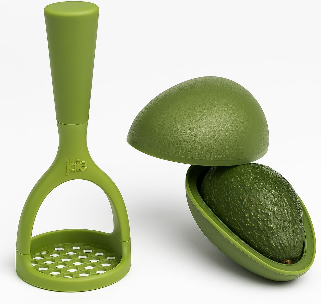 Avocado Masher & Storage Pod Set – 2 PC | Easy Guacamole Maker & Freshness Keeper | Smash & Store for Fresh Guacamole