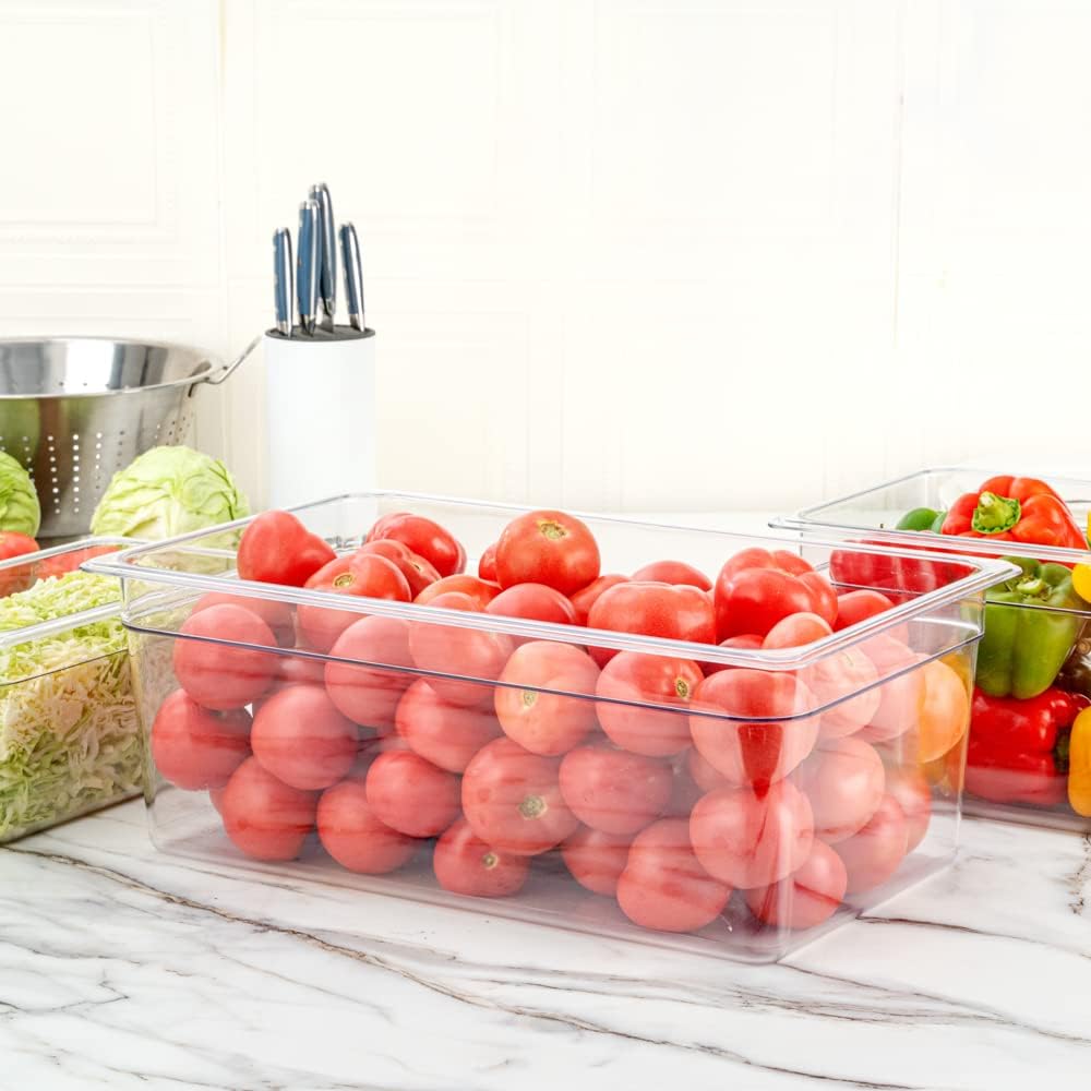 Restaurantware-2.5 Inch Deep Food Pans, 1 1/6 Size Commercial Food Storage Container - Freezable, Break-Resistant, Clear Plastic Cold Pans, Dishwashable, For Kitchens, Restaurants, Or Cafeterias