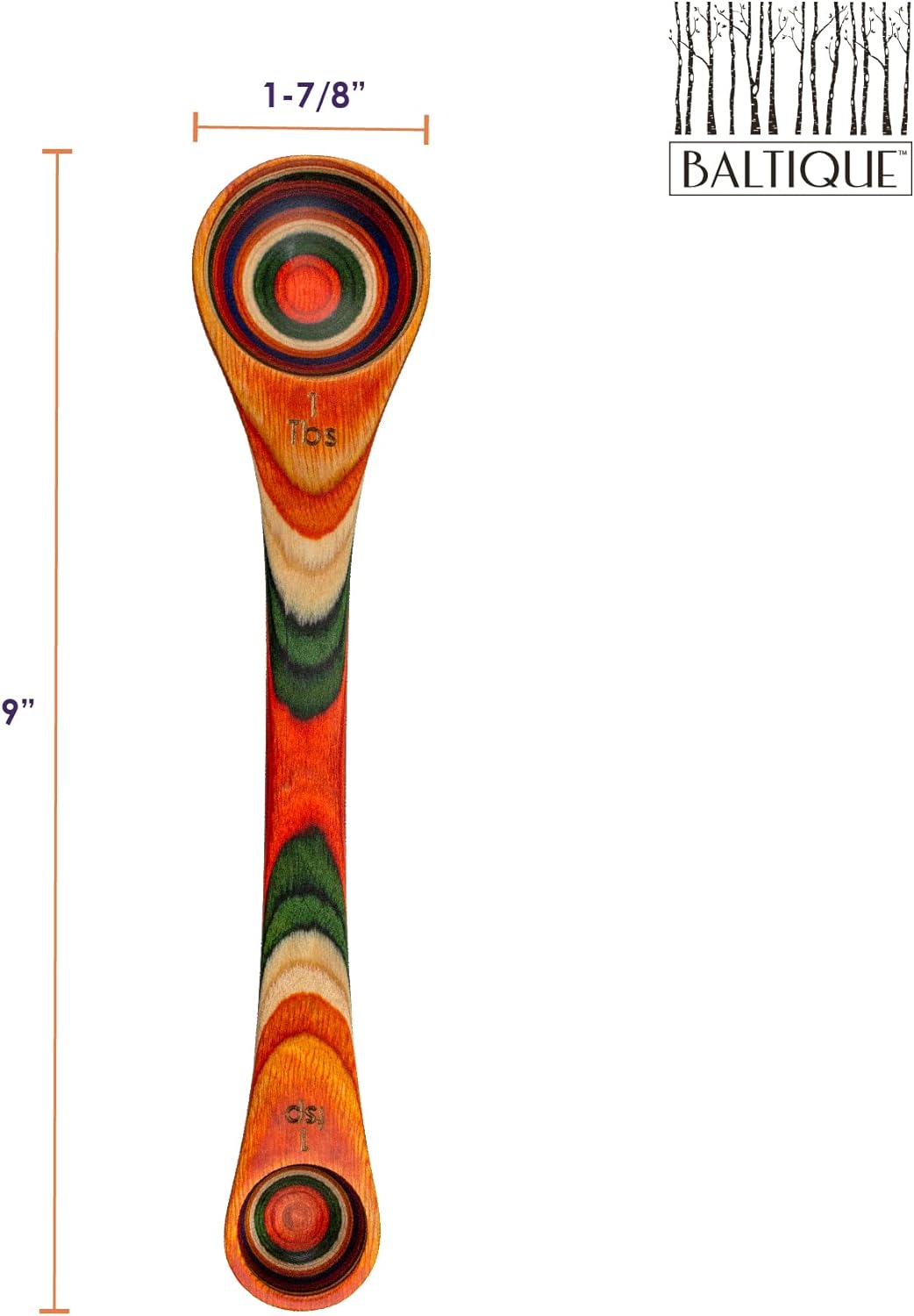 Totally Bamboo Baltique Marrakesh Collection 2 in 1 Wooden Measuring Spoon with Tablespoon and Teaspoon Measurements