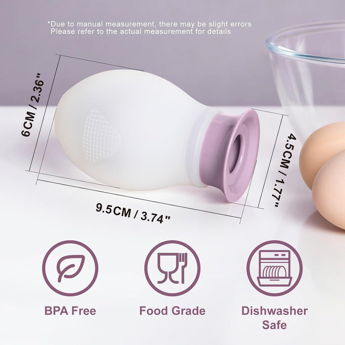 Egg Separator for Raw Eggs, Silicone Egg White Separator, Fun & Easy Gadget
