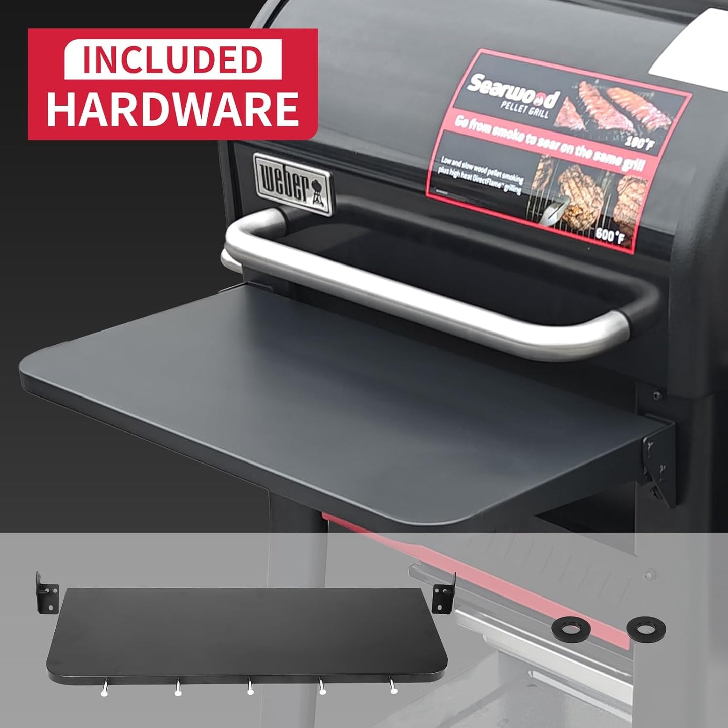 Upgraded Grill Table for Weber Kettle 22"/18"/26", Master Touch 22", Smokey Mountain, Recteq Pellet Grill RT-B380, Prep Station with Cutting Board, Basin, 4 Hooks, Shelf for Weber Kettle Accessories