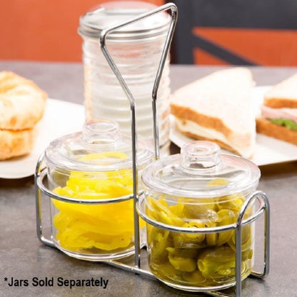 Soro Essentials- 2 Holes Metal Condiment Jar Holder with 3" Diameter Hole Size Set of 6- Condiment Rack Holder Table Caddy Tabletop Seasoning Spice Organizer for Home and Restaurant