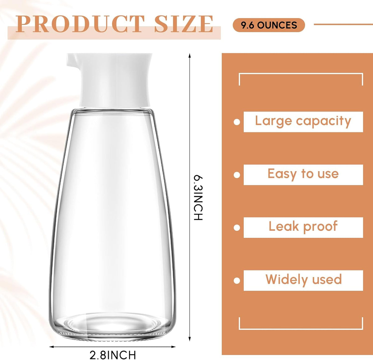 Glass Soy Sauce Dispenser Bottles, 9.6 oz Oil Cruet, Black