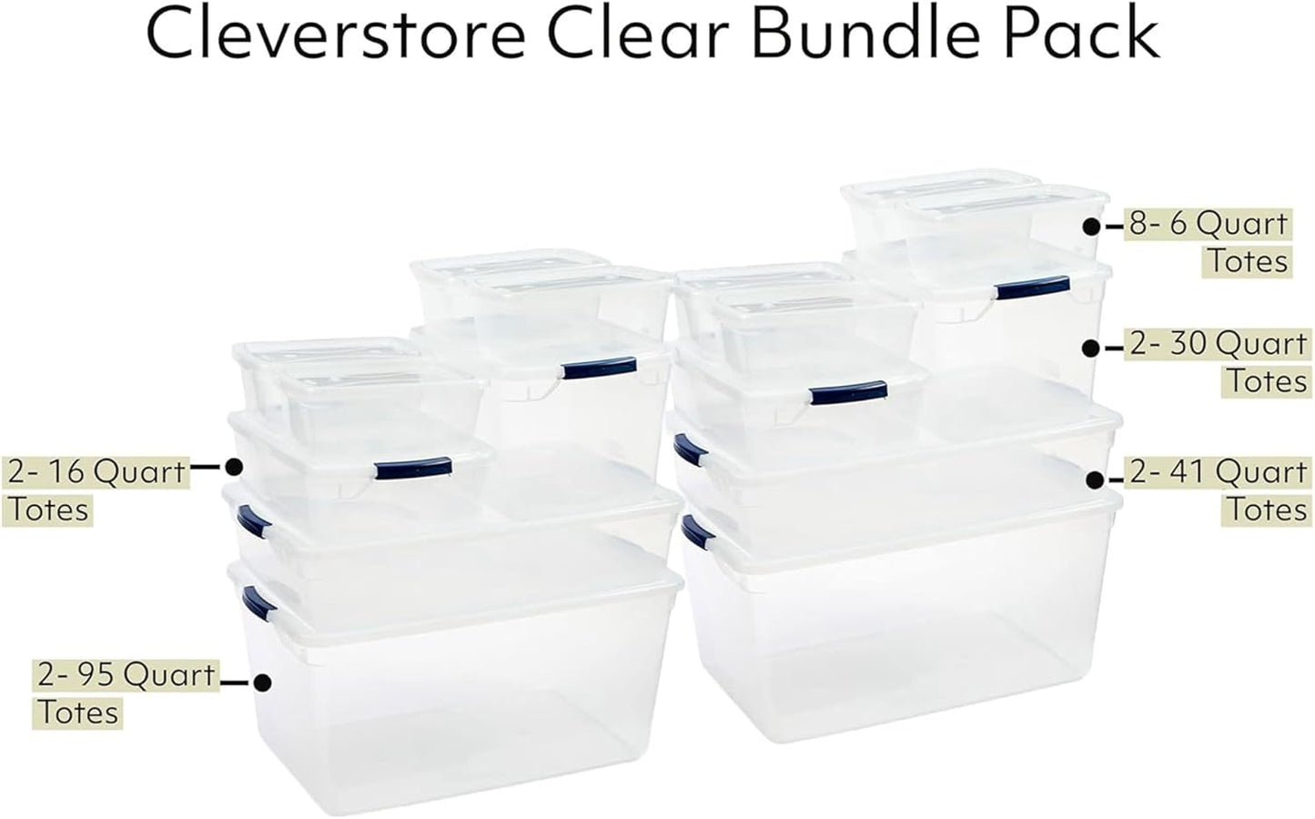Rubbermaid Cleverstore 17 Qt Clear Storage Bins with Lids, 6-Pack, Stackable, BPA-Free, Made in USA