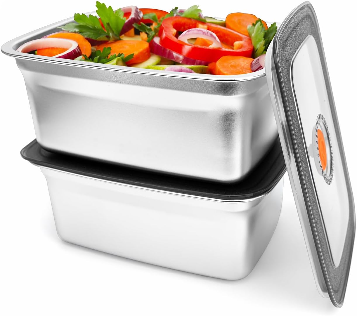 2 PCS Stainless Steel Food Storage Containers(67oz) with Lids Leak Proof & Airtight | Stainless steel freezer Containers,Airtight Bento Lunch Box,For Meal Prep,Fruit,Freezer