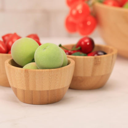 Dipping Bowls Set, Small Bamboo Pinch Bowls for Soy Sauce/Condiment/Snacks, Mini Serving Bowls for Charcuterie Board for BBQ/Entertaining, 1.4 oz Bamboo Wooden Ramekins