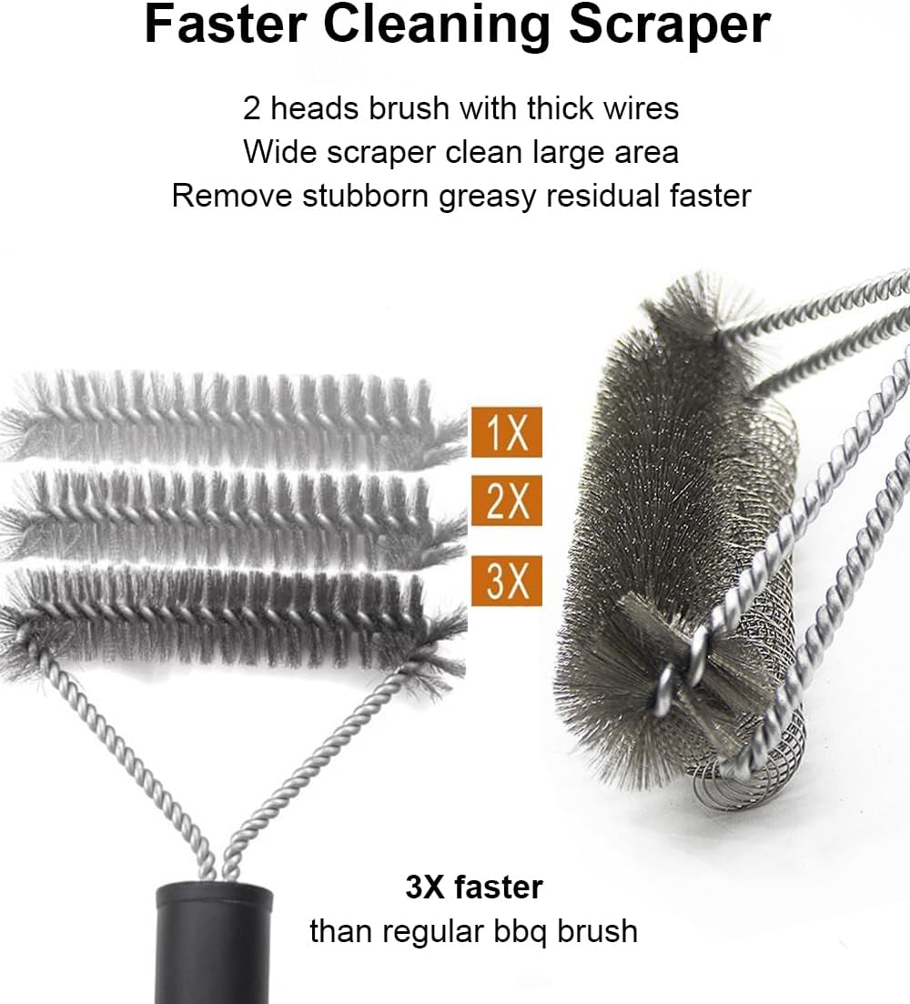 Grill Brush Grill Cleaning Kit, Grill Cleaner BBQ Grill Accessories Grill Rescue Brush Grill Brush Bristle Free, Grill Brush for Outdoor Grill BBQ Brush for Grill Cleaning (D23)