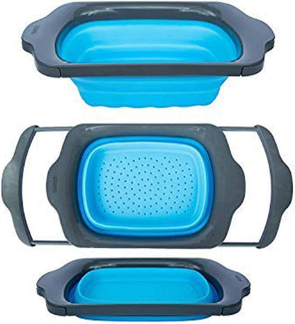 Comfify Coral XL Collapsible Silicone Over Sink Colander – 6 Quart | Coral; extends to 25" to span most sinks hands available; collapses flat; 6 Qt; heat resistant to 176°F; pasta, veg, fruit