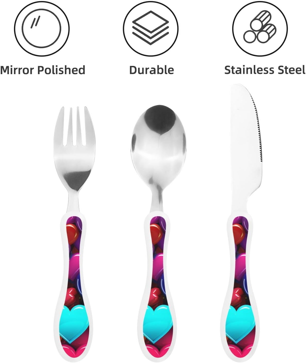 3-Piece Kids Silverware Set With Storage Case, Stainless Steel Reusable Children Safe Knife Spoon Fork Set Classy Flowers Children Flatware Set For Kids Lunch Box