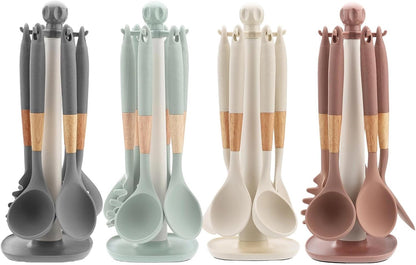Cooking Utensils Set, With Holder, 1set, Silicone Kitchen Utensils Set, Silicone Spatulas, Food Grade Non Stick Coating Design, For Home Restaurant Camping