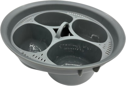 4 Eggs Egg Poacher Insert, Ceramic, Round, Blue