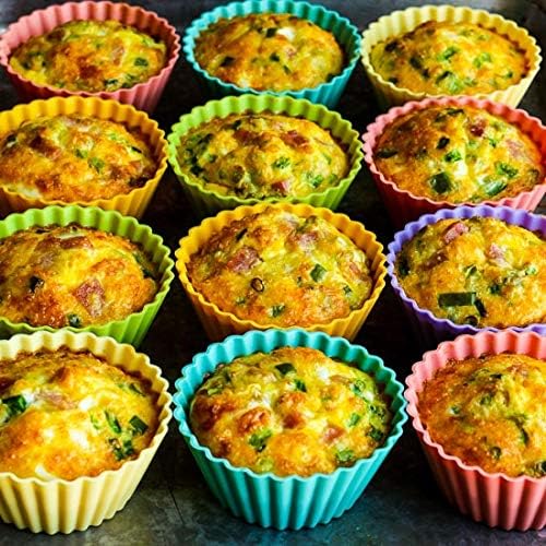 Silicone Cupcake Liners, Upgrades 36 Pack Reusable Baking Muffin Cups Nonstick 3 Shapes Pastry Cake Molds Bento Lunch Box Dividers