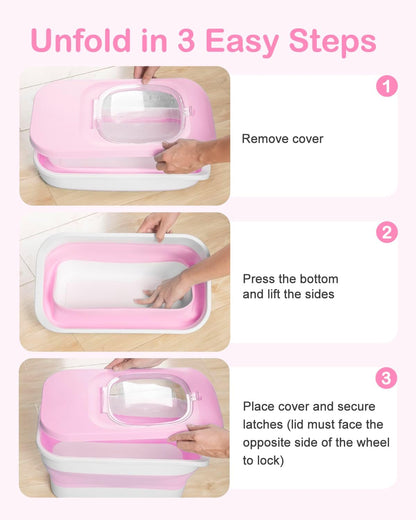 25-28Lbs Dog Food Storage Container Airtight,Collapsible Pet Food Storage | Dog Food Container with Handle,Wheels,Double Airtight Seal Fresh,Save Space,Pest/Mouse-proof,Small Cat Food Container,Scoop