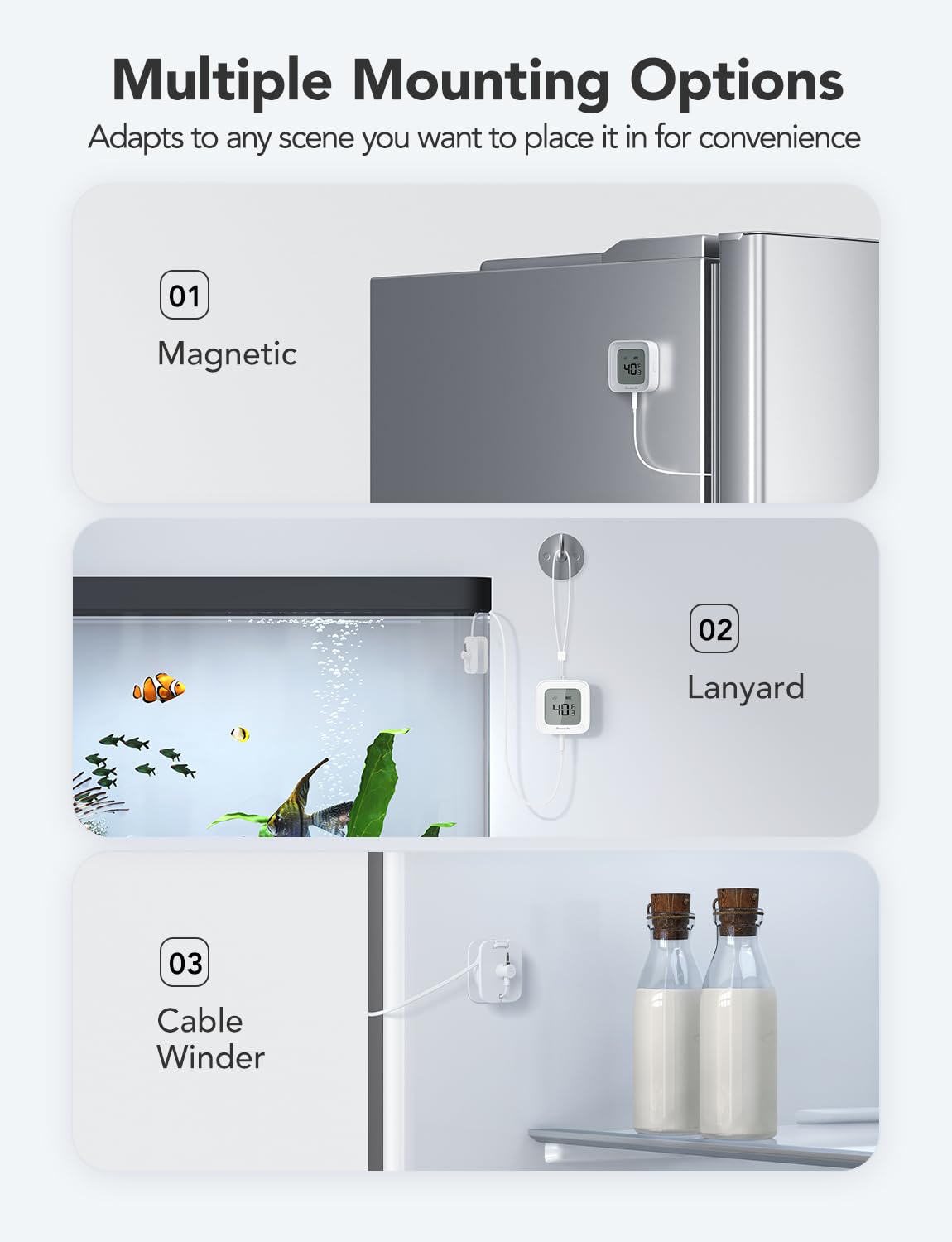 GoveeLife Bluetooth Refrigerator Thermometer with LCD Disaplay