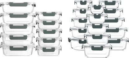 M MCIRCO [10-Pack Glass Meal Prep Containers with Snap Locking Lids, 30-Piece Glass Food Storage Containers with Lids