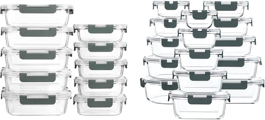M MCIRCO [10-Pack Glass Meal Prep Containers with Snap Locking Lids, 30-Piece Glass Food Storage Containers with Lids