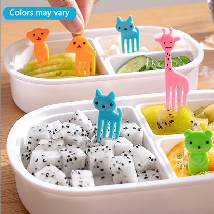 SourceTon 52-Piece Bento Box Fun Kit – 12 Reusable Silicone Baking Cups & 40 Cute Animal Picks for Lunch, Snack Sorting, Party Platters & Meal Prep