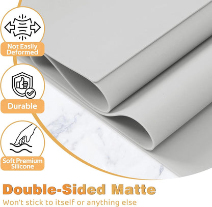 49.2" x 15.7" Large Silicone Mat for Kitchen Counter Protector, Cuttable Silicon Countertop Protector Mat Heat Resistant Mats for Countertop, Cut to Fit Placemat Ship Roll by Foepoge, Black
