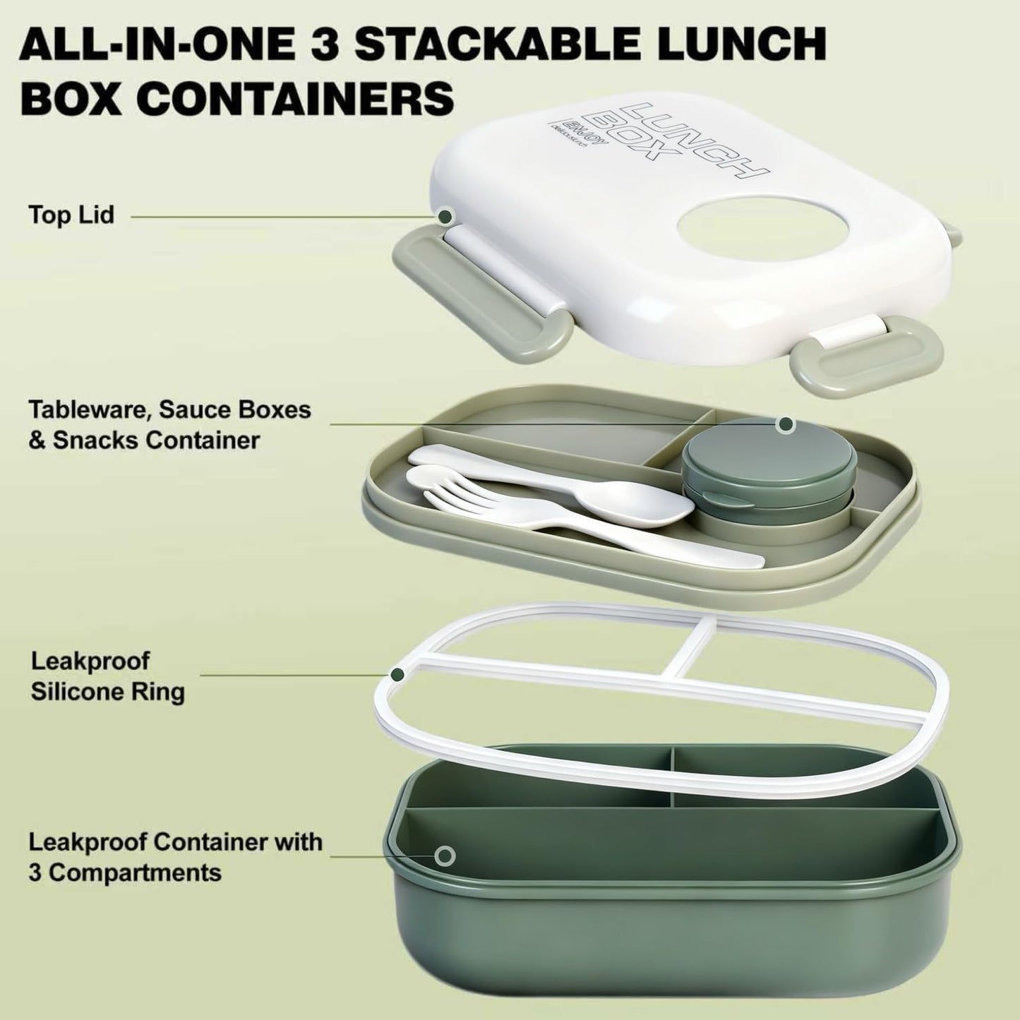 Lunch Bento Box Set - 3 Compartment Containers for Kids and Adults,lunch box for women with Thermo Lunch Bag, Leak-Proof and BPA-Free - Built-in Utensil Set,Sauce - Dishwasher Safe-Claret