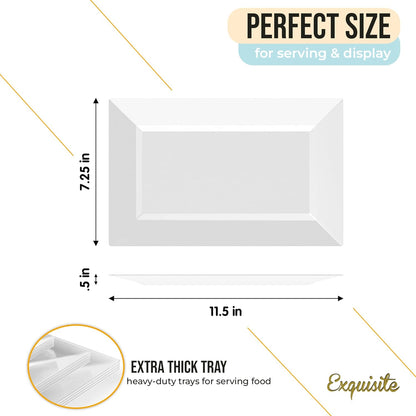 Exquisite Plastic Serving Trays For Party - 40 Pcs 7.5 Inch White Serving Platters, Plastic Trays For Food, White Tray, Food Tray Disposable Platters For Parties, Catering & Buffet