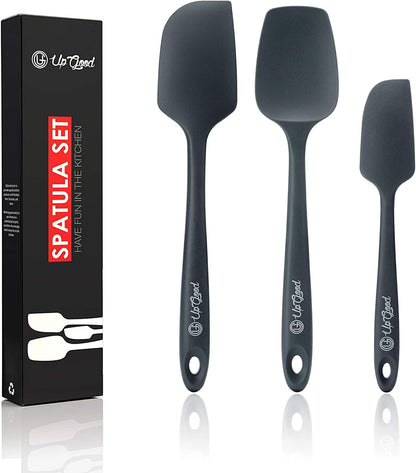 UpGood Silicone Spatula Set 600°F - High Heat Resistant Nonstick, Small and Large Kitchen Spatulas - Flexible BPA Free Professional Grade Cookware - Utensils for Cooking, Baking, Mixing(4 Pcs, Grey)