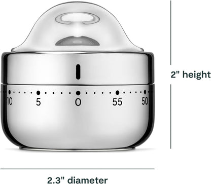 Caraway Mechanical Kitchen Timer, Stainless Steel 60 Minute Wind Up Timer