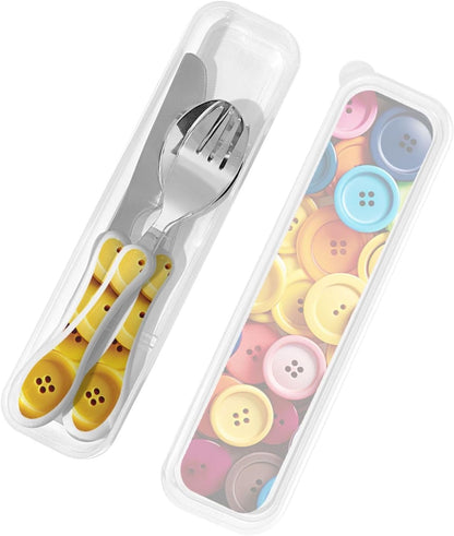 3-Piece Kids Silverware Set With Storage Case, Stainless Steel Reusable Children Safe Knife Spoon Fork Set Blue Active Girl Running Sunset Children Flatware Set For Kids Lunch Box - Colors A