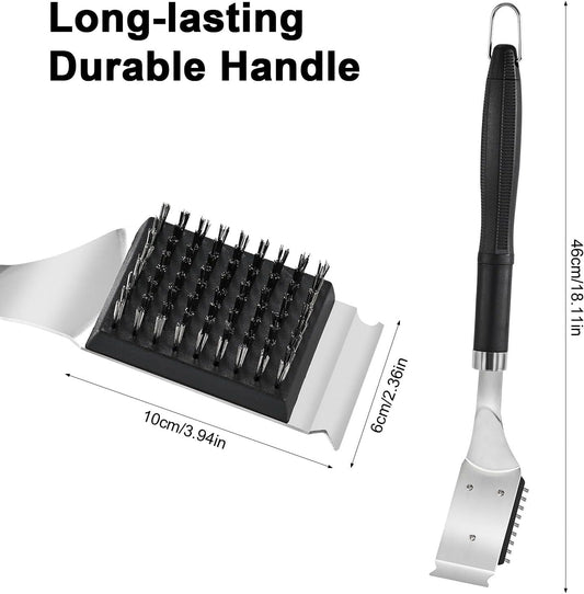 Grill Brush and Scraper for Barbecue – Grill Brush for Outdoor Grill with Extended, Large Handle and 2 Replaceable Stainless Steel Bristles Head –No Scratch- BBQ Grill Brush for Any Grill