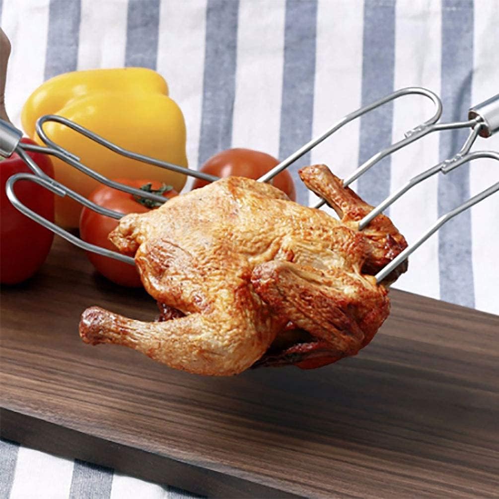 2-Pack Stainless Steel Turkey Lifter Multi-end Turkey Fork Pork Steak Grill Fork BBQ Hot Dog Roasting Sticks Camping Needle Skewers Thanksgiving
