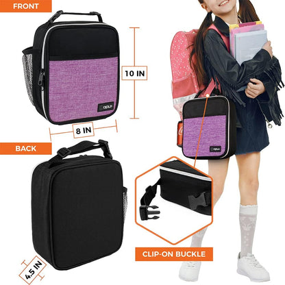 opux Premium Insulated Lunch Box, Soft School Lunch Bag for Kids Boys Girls, Leakproof Small Lunch Pail Men Women Work, Reusable Compact Cooler Tote Lunchbox for Office Adult, Black