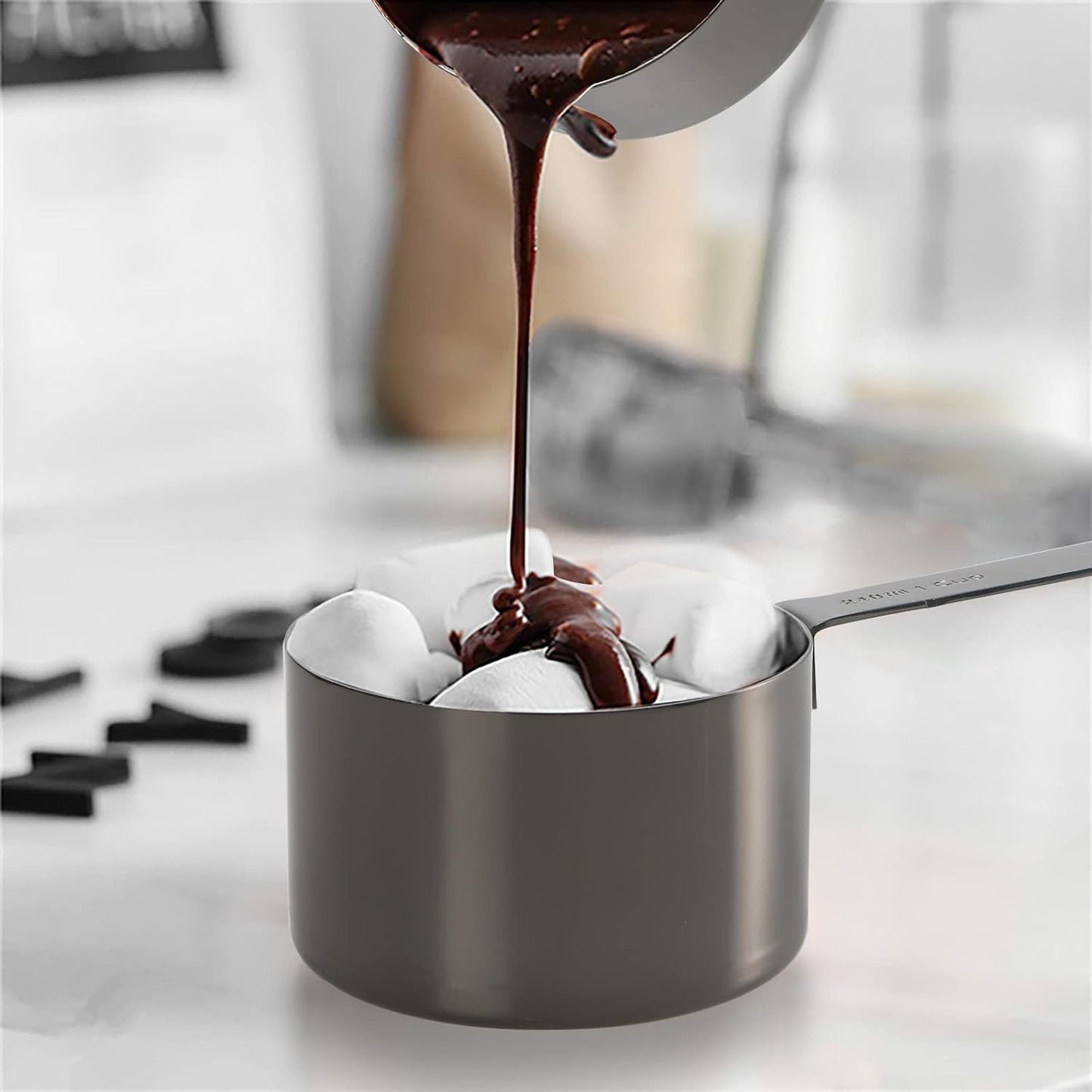 16 Pcs Stainless Steel Measuring Cups and Measuring Spoons Set, Heavy Duty Metal Measuring Cups and Scoops for Kitchen Cooking Baking Includes 5 Cups, 6 Tbsp Tsp Spoons & 5 Mini Spoons(BLK)