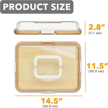SpaceAid Charcuterie Board with Clear Lid, Portable Travel Cheese Cutting Boards for Picnic Accessories, Bamboo Serving Tray with Lids, House Warming Gifts, Black Handles, 8 Compartments