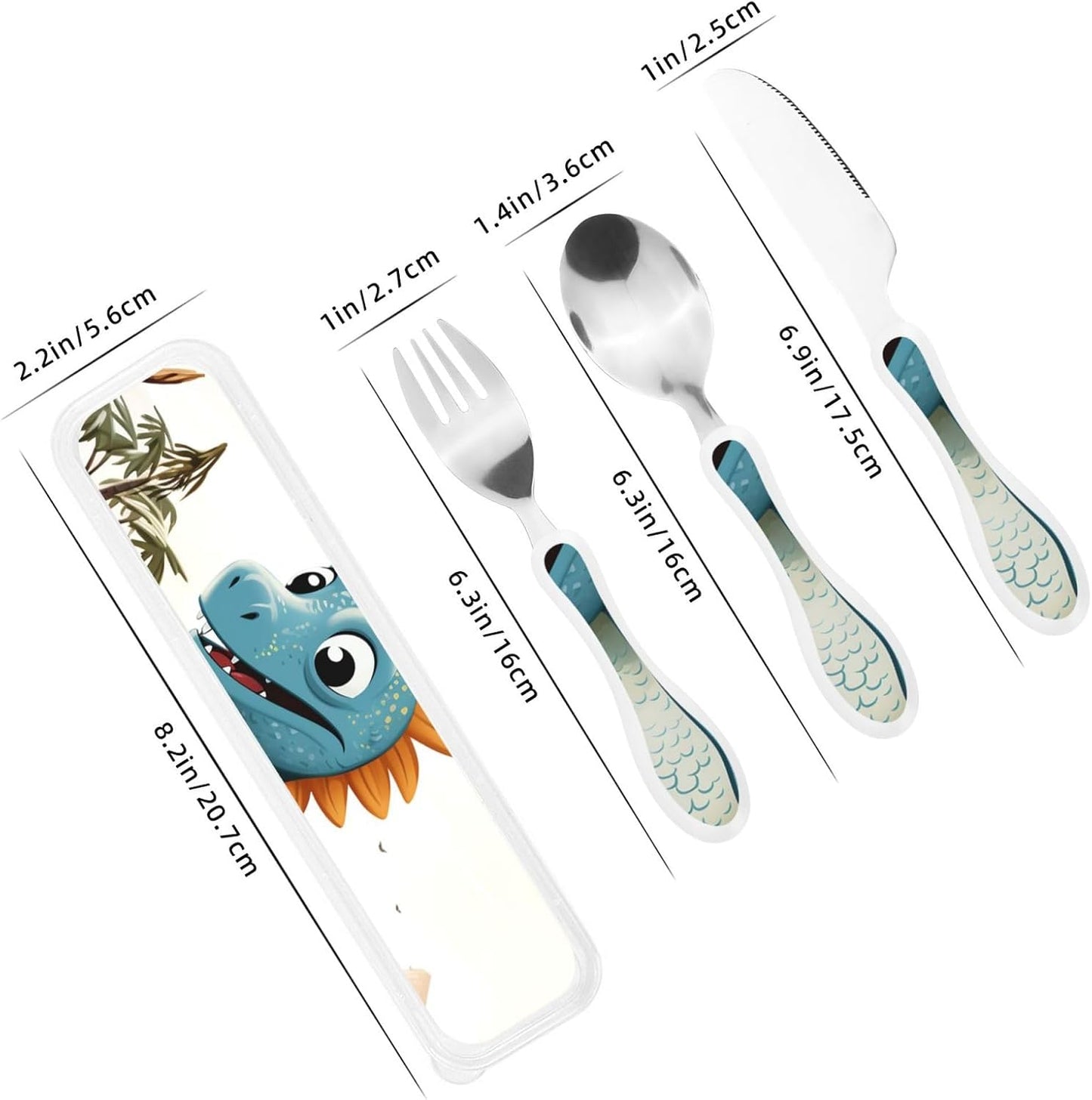 3-Piece Kids Silverware Set With Storage Case, Stainless Steel Reusable Children Safe Knife Spoon Fork Set African Animals Children Flatware Set For Kids Lunch Box