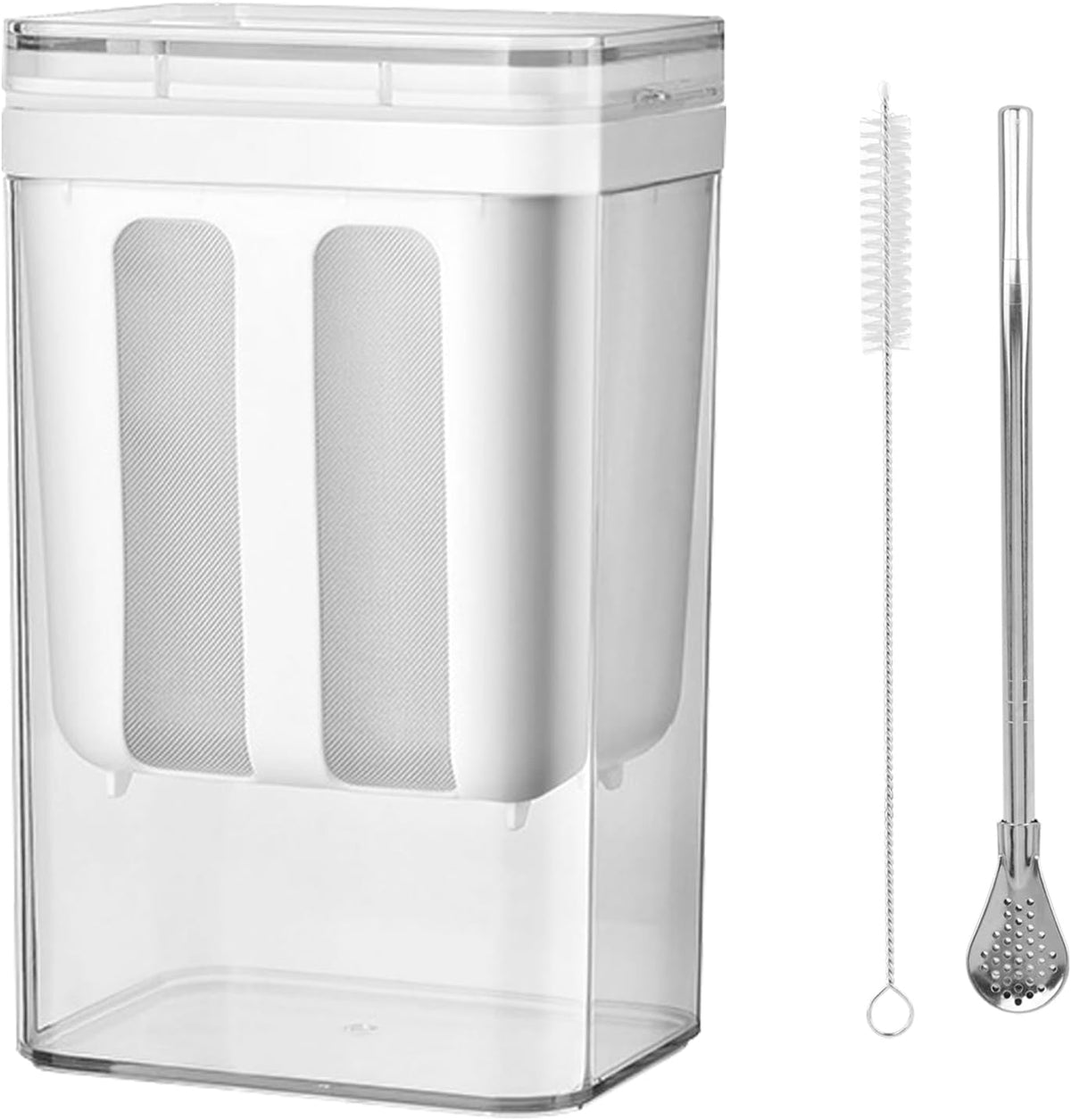 1100ml Greek Yogurt Maker & Strainer with Straw Spoon, Brush & Mesh Bag