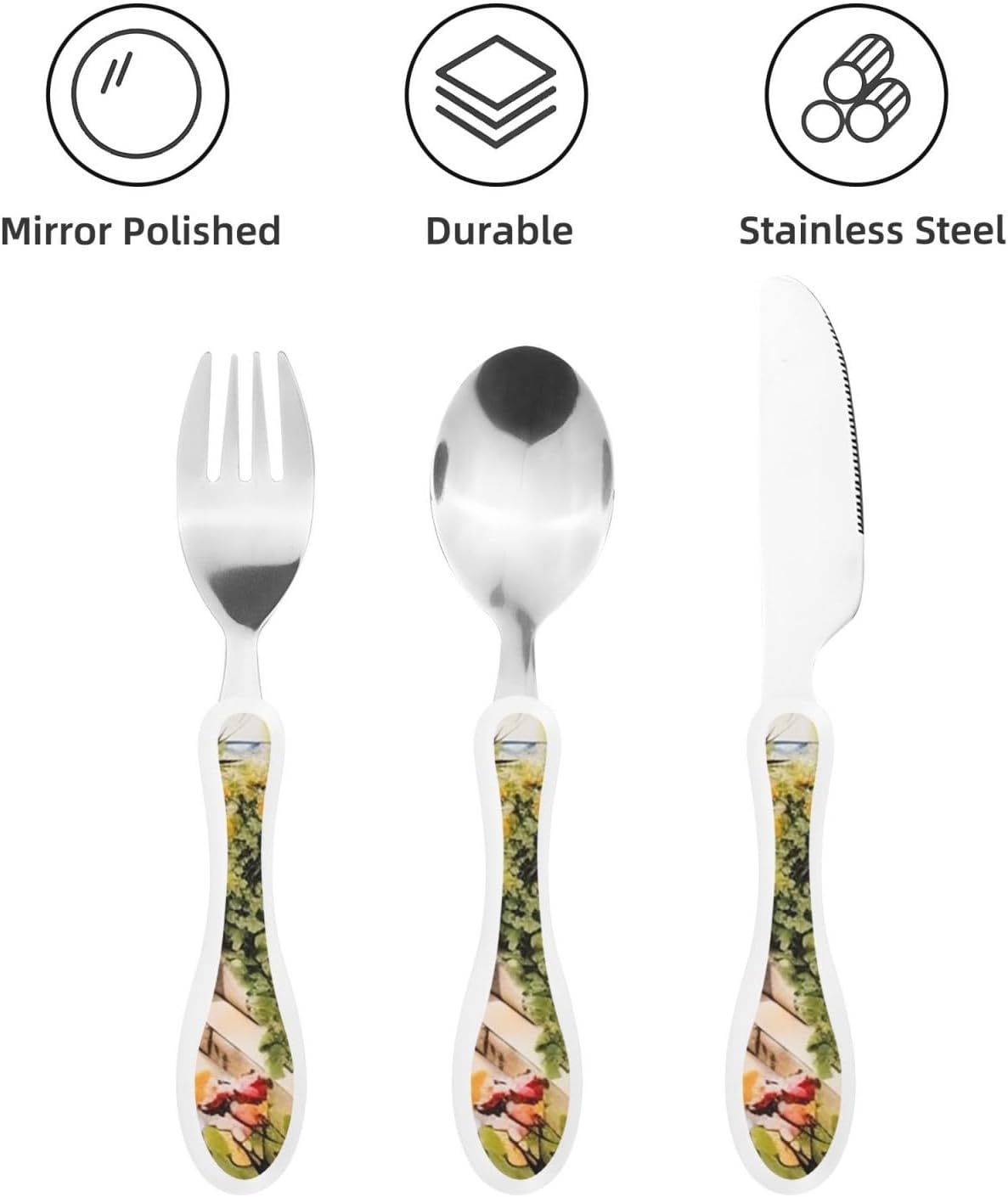 3-Piece Kids Silverware Set With Storage Case, Stainless Steel Reusable Children Safe Knife Spoon Fork Set Candy Children Flatware Set For Kids Lunch Box