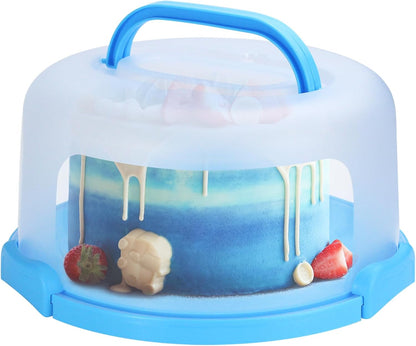 Cake Carrier with Lid and Handle, Fit 10’’ Cake Stand with Lid, Cake Transport Storage Container, Cake Containers Cover Stand with Lids, 3 Secure Side Closures (White)